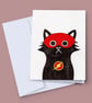 Superhero Card, Cat Card, Flashy Cat Blank Greeting Card, Superhero Party Invite - Image 1