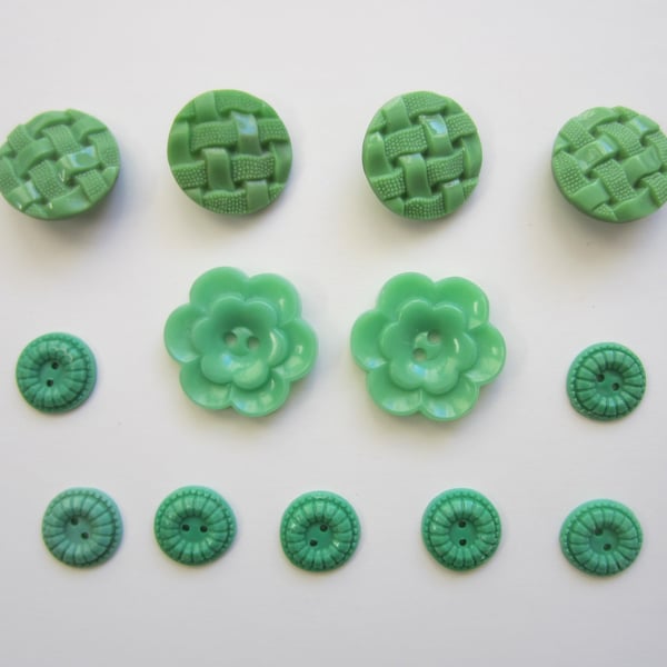 SALE Assortment of 13 Vintage Green Buttons