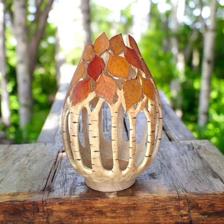 Large Autumn Birch Forest Gourd Lamp