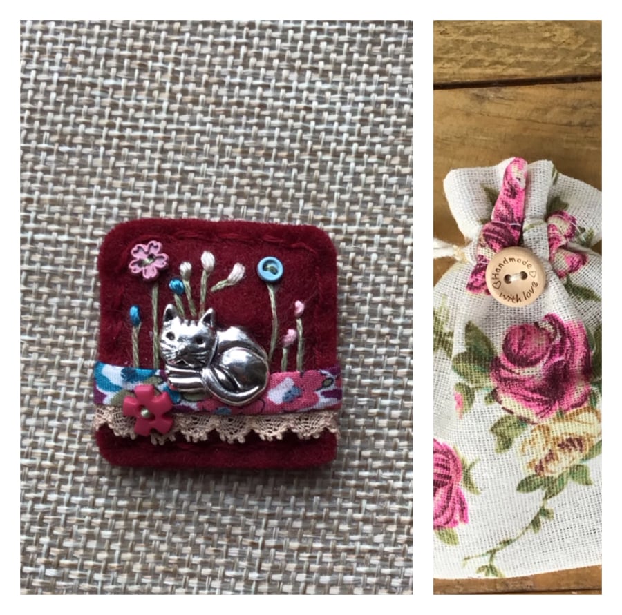 Felt Liberty fabric charm brooch badge