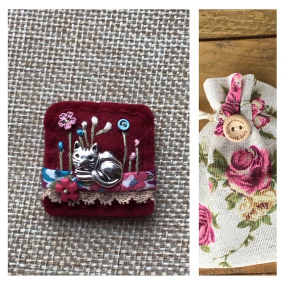 Felt Liberty fabric charm brooch badge