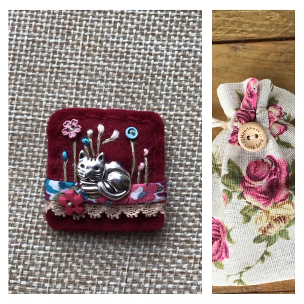 Felt Liberty fabric charm brooch badge