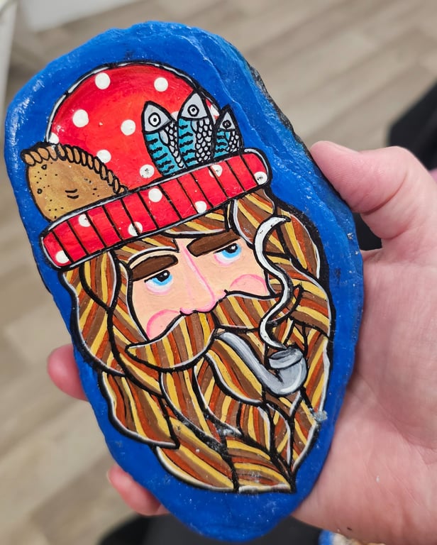 Hand Painted Fisherman Rock 2