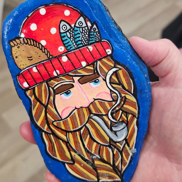 Hand Painted Fisherman Rock 2