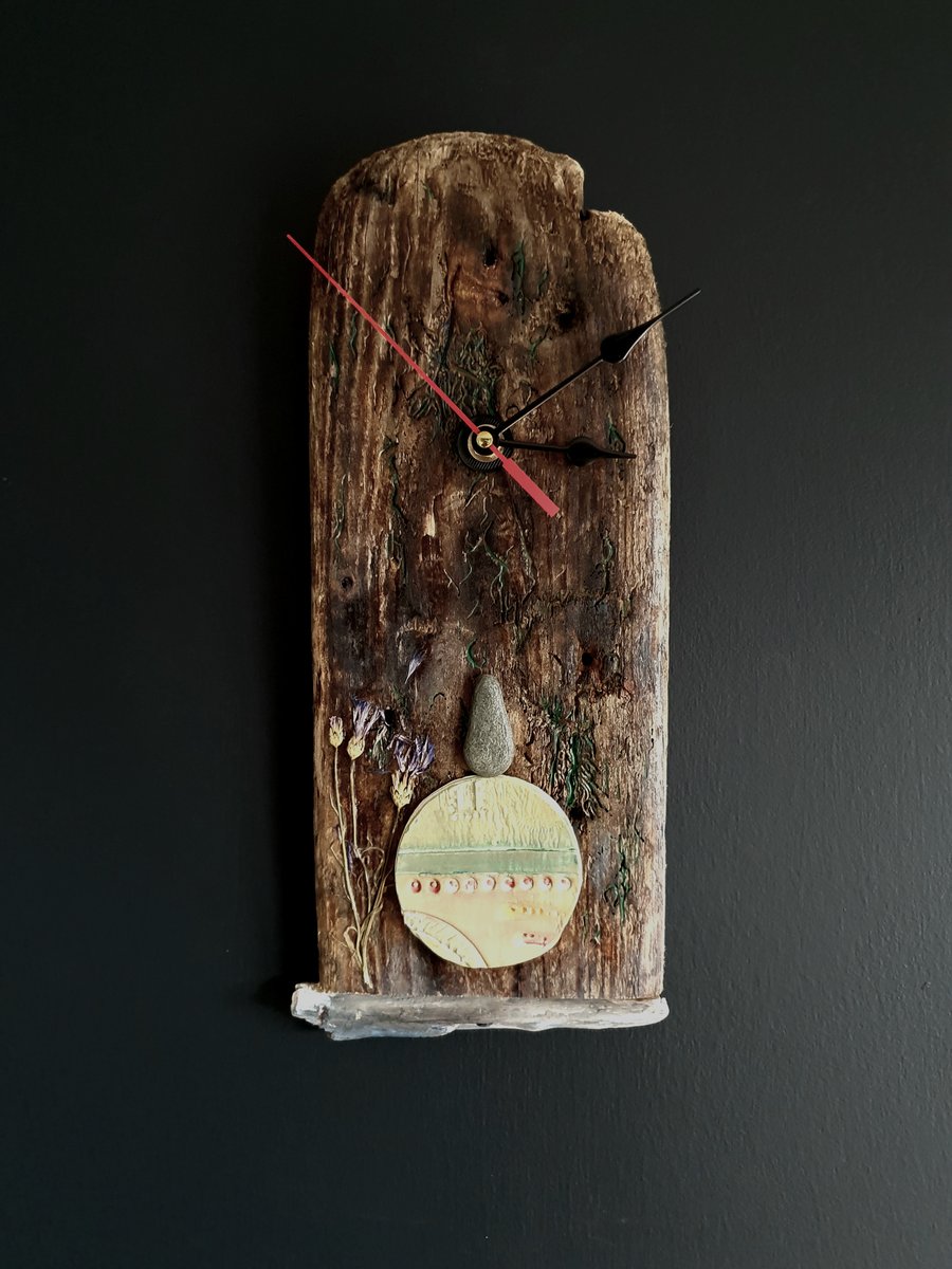 Rustic Driftwood Wall Clock - Coastal Home Decor