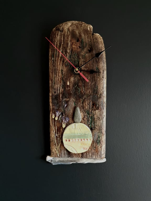 Rustic Driftwood Wall Clock - Coastal Home Decor