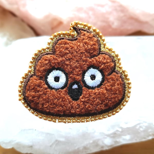 Poop Emoji Chenille Fabric Brooch Pin