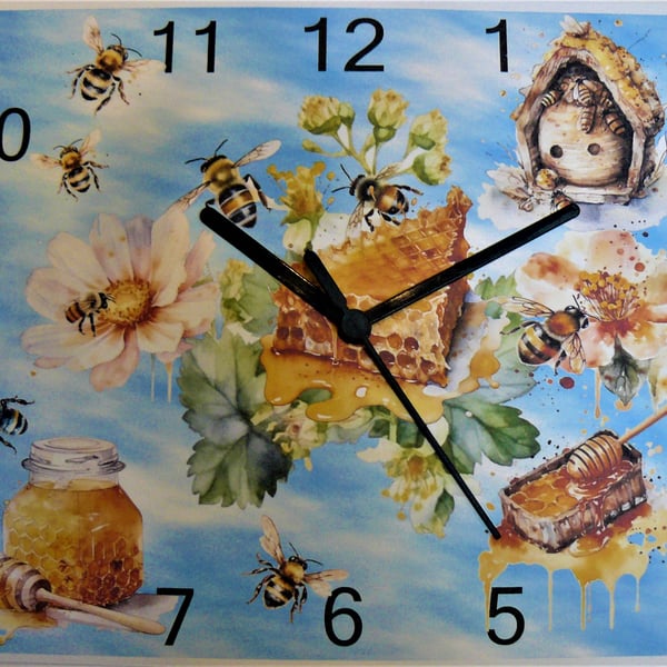 bees honey wall hanging clock apiary bee keeper honeycomb wall clock