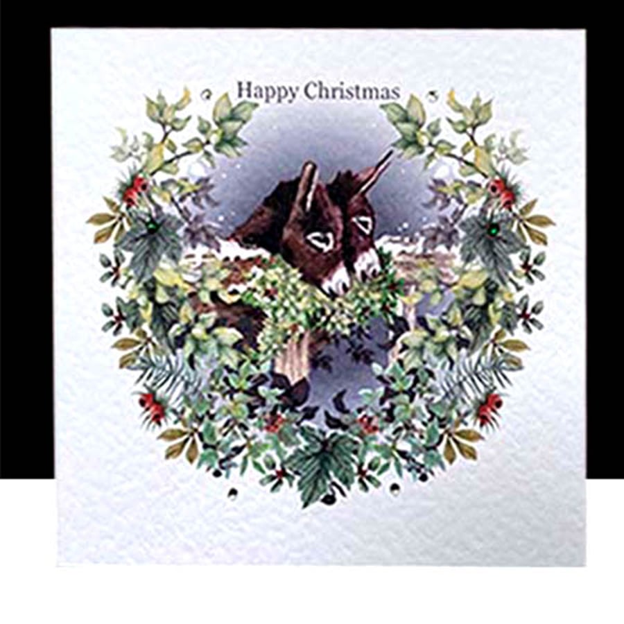 A Christmas Donkey Garland - Handmade Card