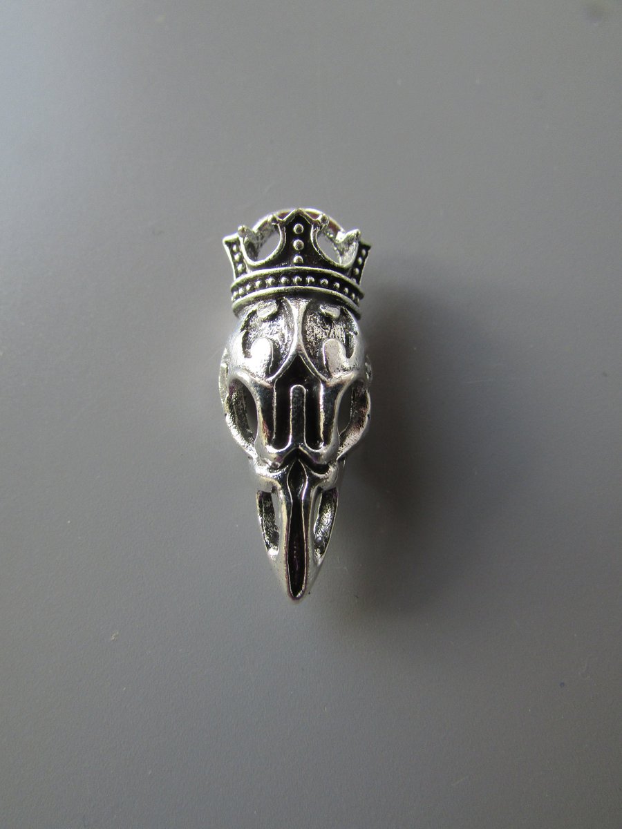 Silver Bird Skull with Crown Jewellery Charm Steampunk