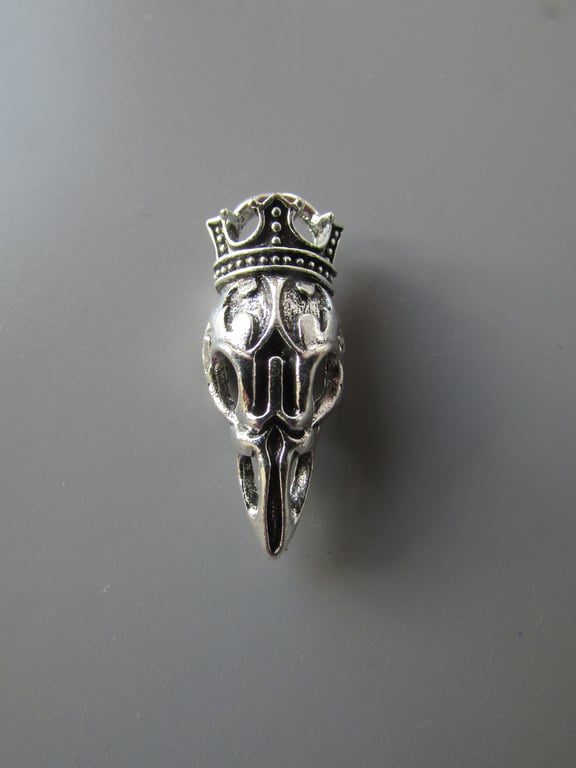 Silver Bird Skull with Crown Jewellery Charm Steampunk