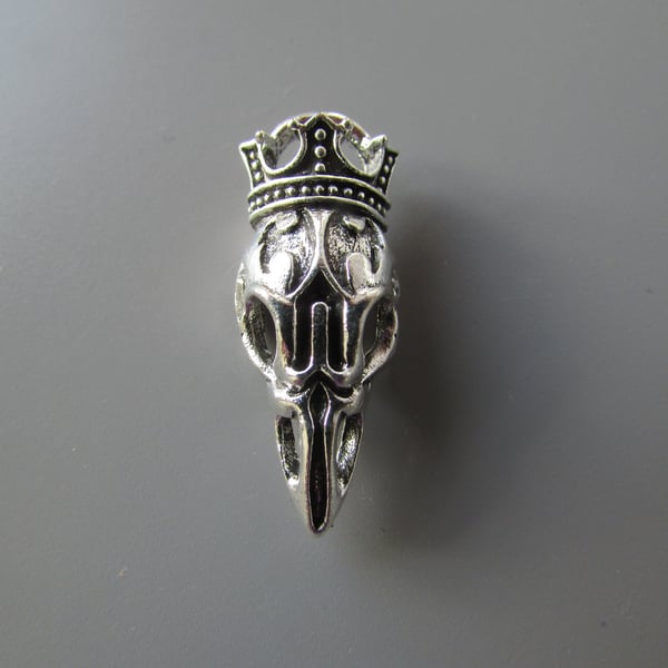 Silver Bird Skull with Crown Jewellery Charm Steampunk