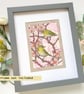 Japanese white-eye birds on spring blossom branches, original bird drawing - Image 9