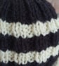 Small Tea Cosy for 2 Cup Tea Pot, Black & Cream, Hand Knitted, Wool Mix Yarn - Image 6