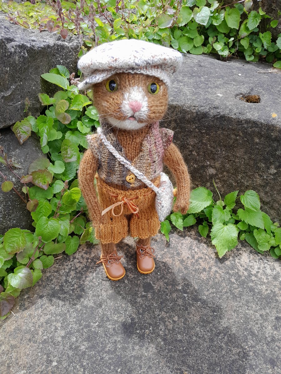 Abyssinian Cat, Knitted Lady Cat, Dotpebblesknits design 