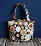 Steampunk Clock Handbag - Small Handmade Fabric Tote with Inside Pocket - Image 3