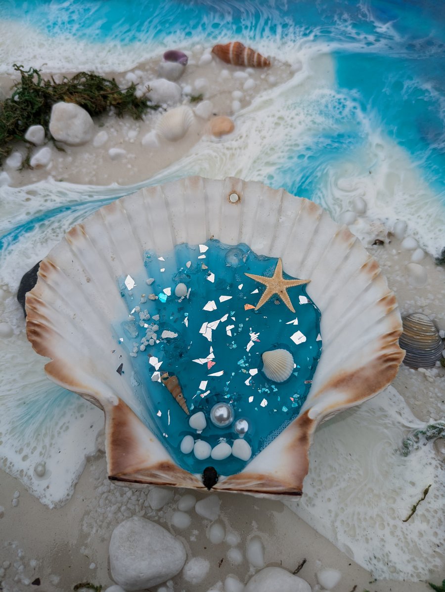 Hanging Shell With Resin Rockpool