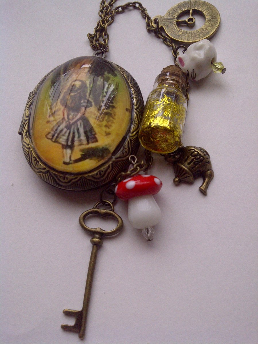 Vintage Style Locket Pill Box On A Fashionable Long Line Chain