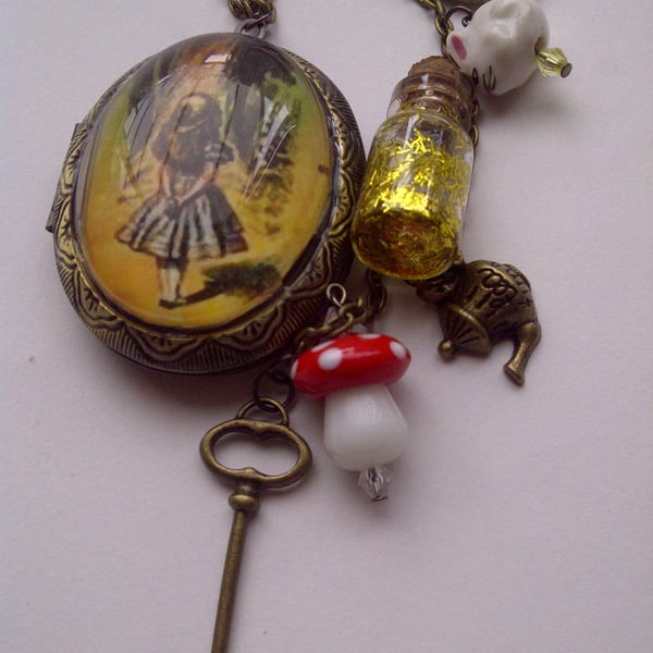 Vintage Style Locket Pill Box On A Fashionable Long Line Chain