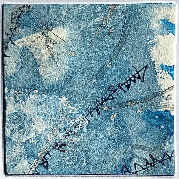 ‘Abstract Waves’ hand painted blank watercolour card