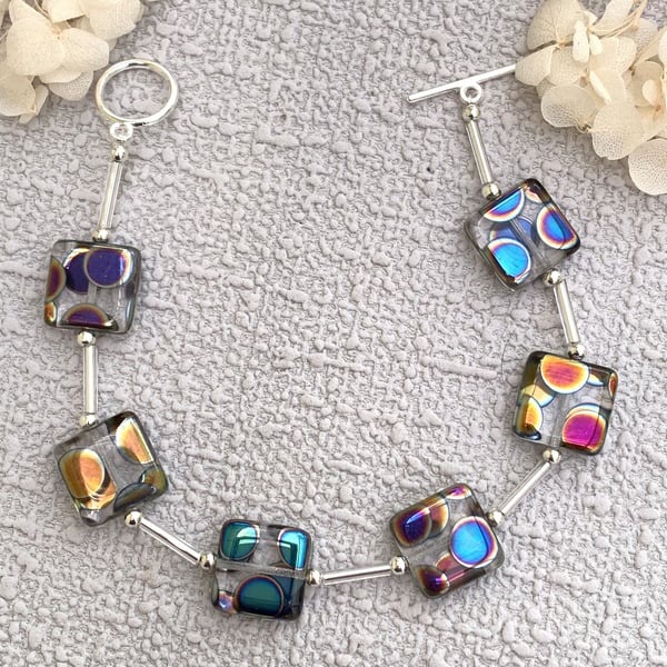 Czech Glass and Silver Boho Bracelet