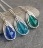 Teal teardrop pendant, Deep aqua crystal necklace, Raindrop - Image 8
