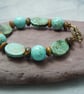 Gemstone Turquoise & Tiger's Eye bracelet with gold plate  toggle clasp - Image 1