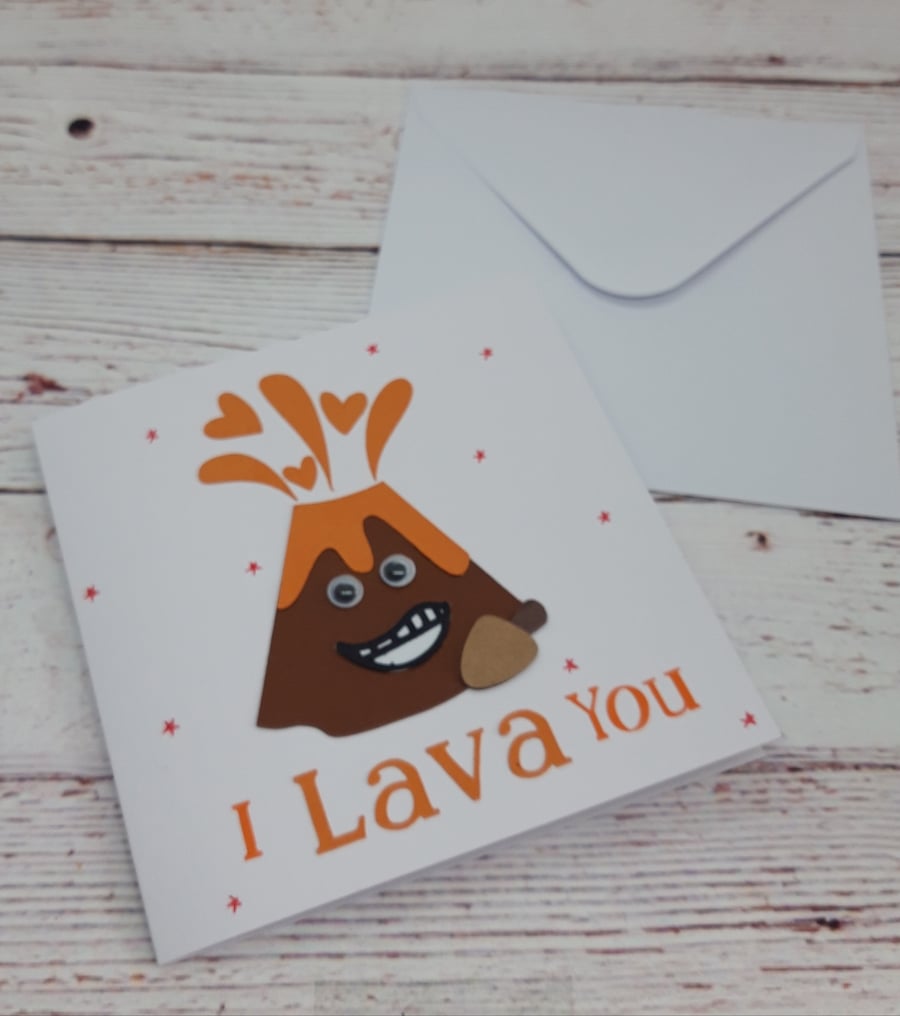 I Lava You, Anniversary Card, Handmade Love Card for that special someone