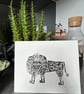 Stamped Lion Standing in Black - Original Print. Made in Yorkshire