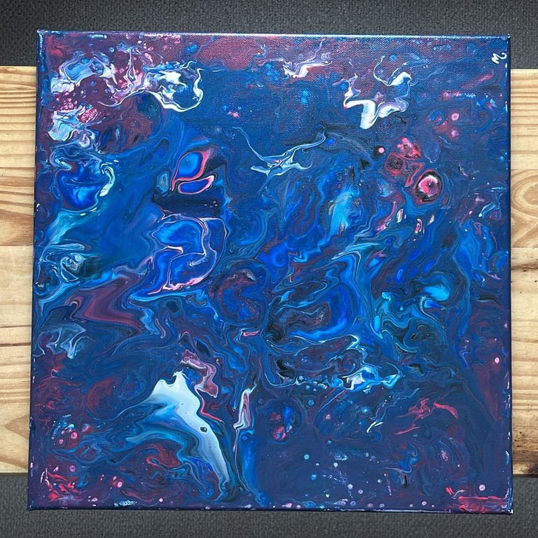 Voidflare, Original Acrylic Pour Painting 16" by 16" (40cm by 40cm)