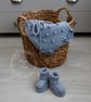 Hand-Knitted Baby Shorts & Booties Set in Mist Blue - Image 2