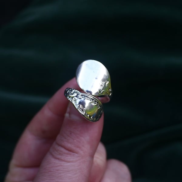 Handcrafted Sterling Silver Twisted Spoon Ring Size K Adjustable