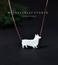 Opal Corgi Dog Pendant Necklace With 925 Sterling Silver Chain