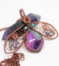 Stunning Bug Shaped Copper Necklace With Ruby In Fuchsite