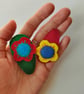 Set of 2 Felt Flower Hair Clips, Red and Yellow Floral Hair Clips, Handmade Gift - Image 5