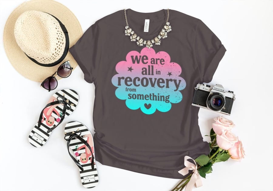 All in Recovery Sober T-Shirt, sobriety gift, Sobriety gift, AA gift for women, 