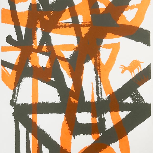 Donkey Abstract No.5 two-colour A5 screen-print