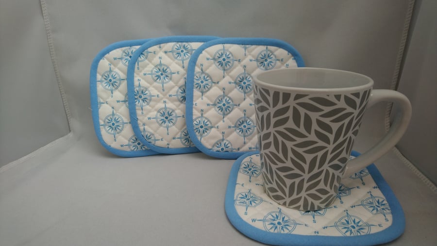 Coasters A Set of 4 Quilted Heat Resistant with a Nautical Theme