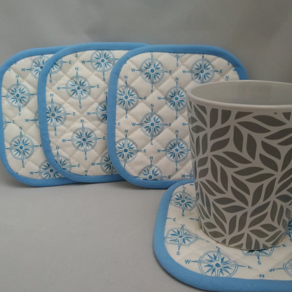 Coasters A Set of 4 Quilted Heat Resistant with a Nautical Theme