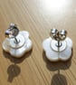 Mother of pearl white flower earrings - pretty for everyday.  one off  gift - Image 3