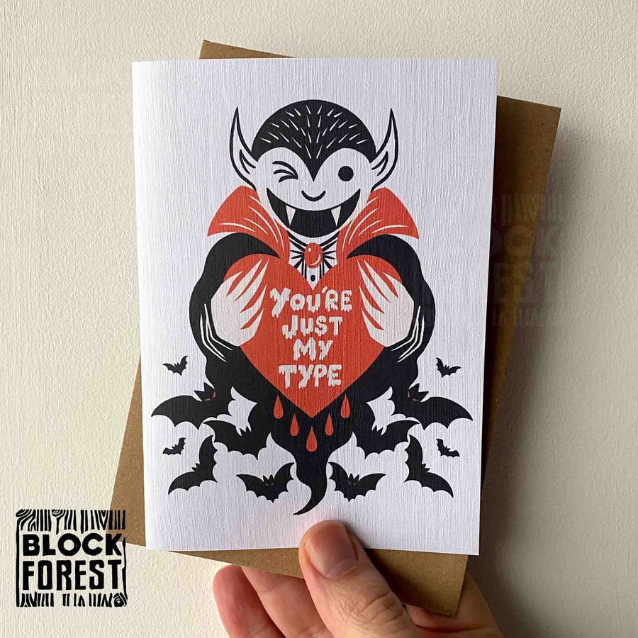 Image of You're Just My Type Vampire Greetings Card 