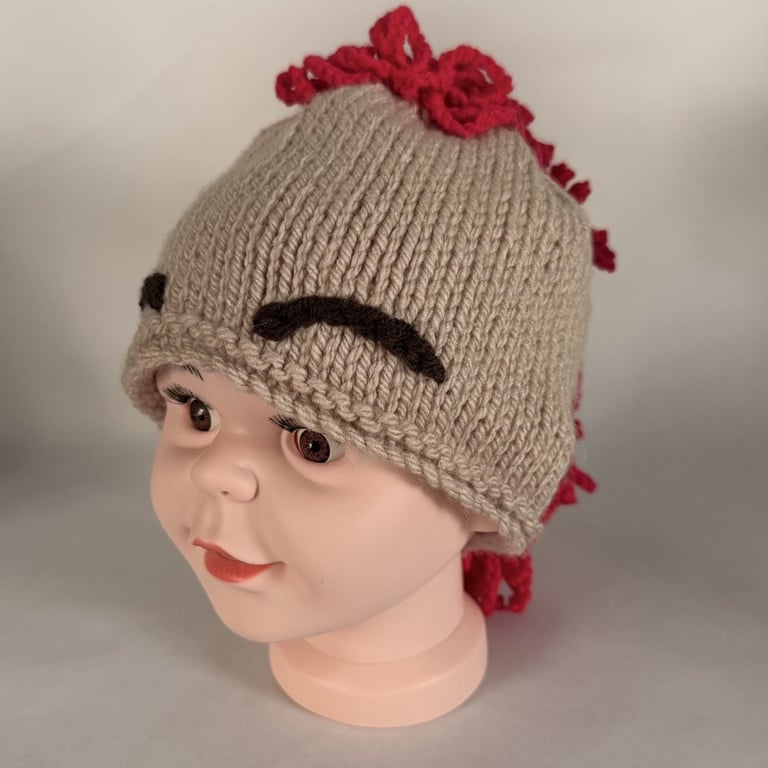 Hand Knitted Mohawk Hat with Eyebrows
