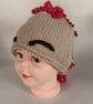 Hand Knitted Mohawk Hat with Eyebrows