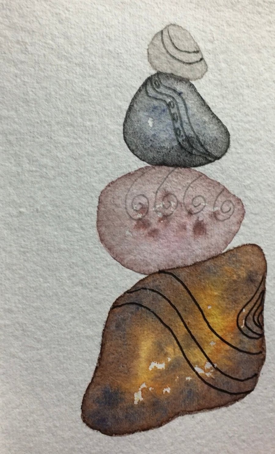 Pebble pile 6 watercolour art 