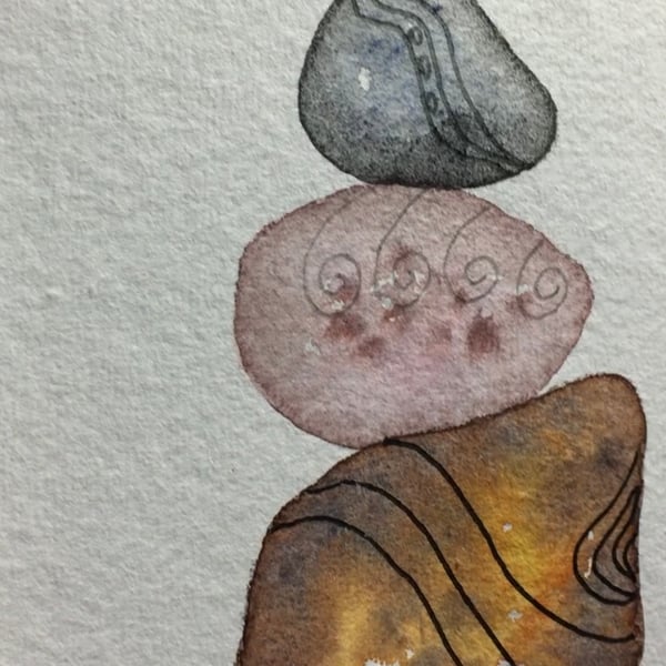 Pebble pile 6 watercolour art 