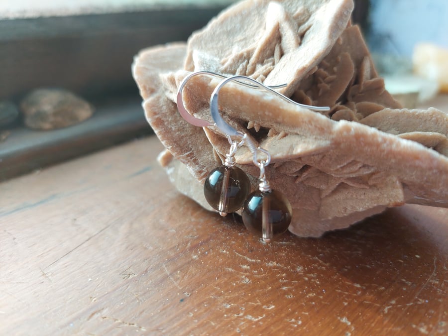 Sterling Silver Smokey Quartz Earrings