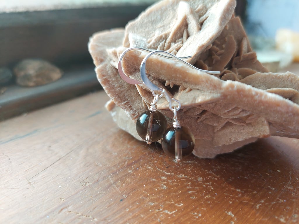 Sterling Silver Smokey Quartz Earrings