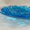 Turquoise fused glass lace dish