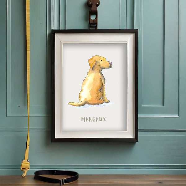 Labrador Yellow Personalised Dog Print