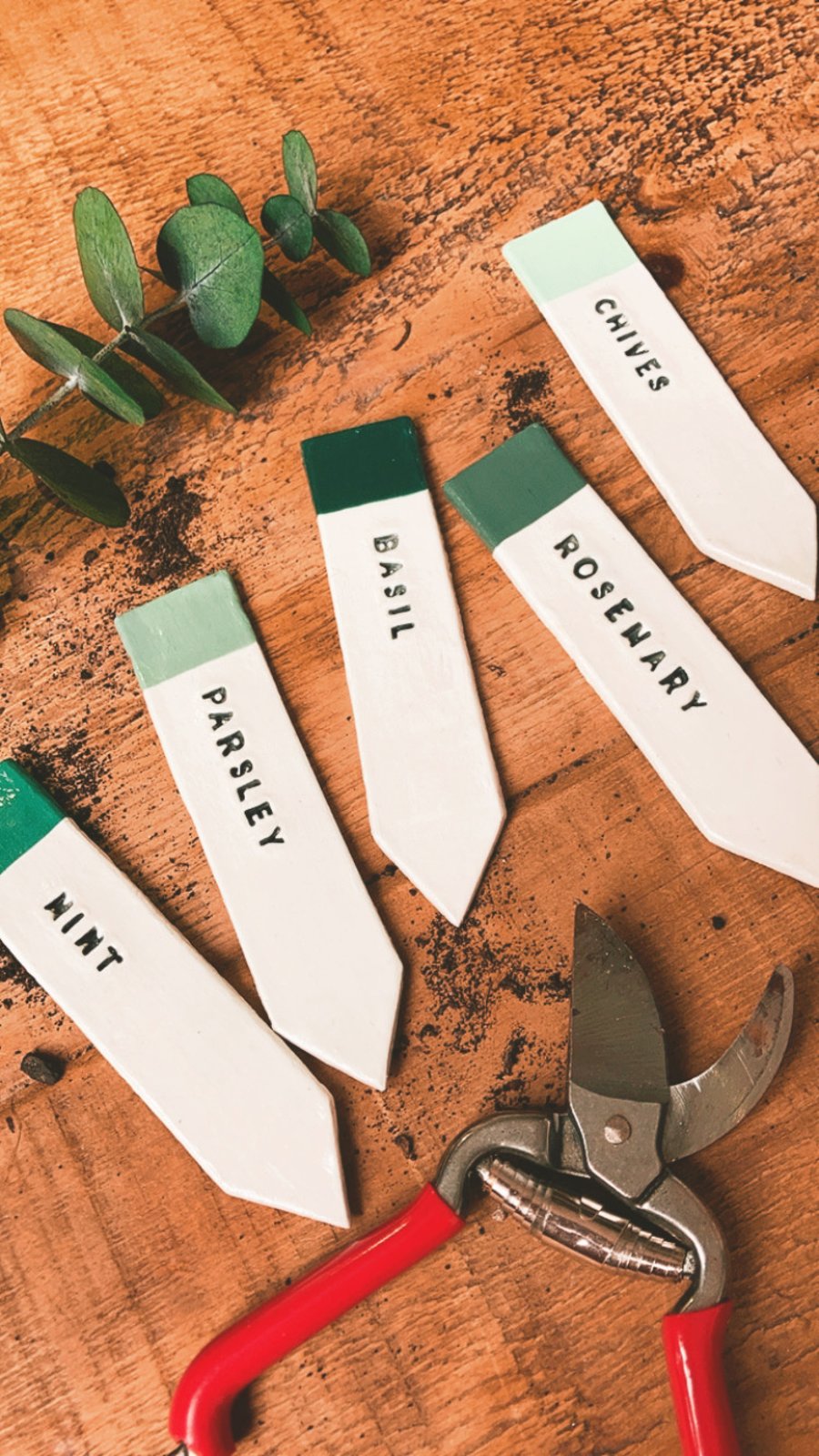 Set of Five Herb Markers - Herb Tags - Herb Labels - Clay Markers